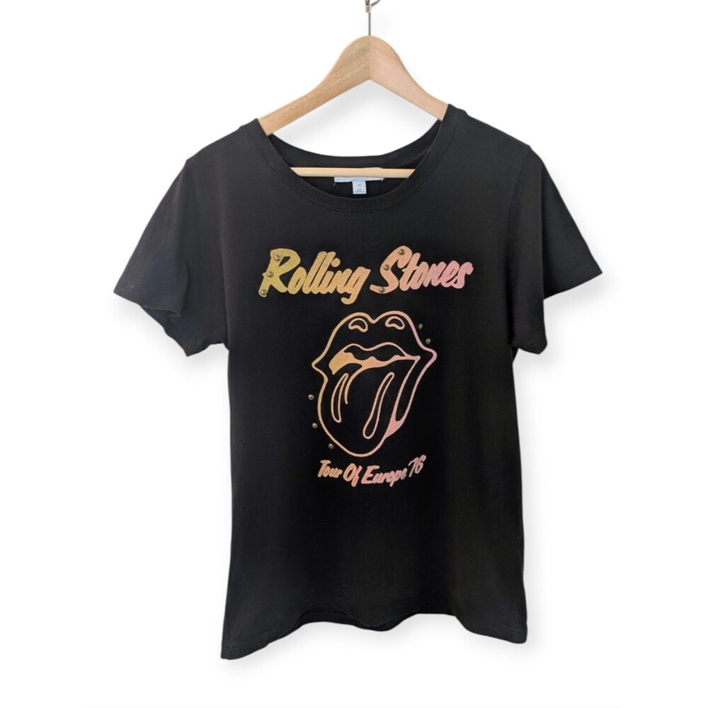 Daydreamer Womens Black Rolling Stone Tee Short Sleeve Medium